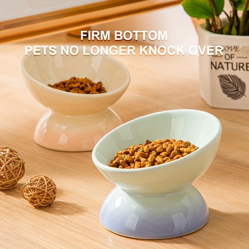 Ceramic Elevated Pet Food Bowls for Dogs/Cats - Improve Digestion