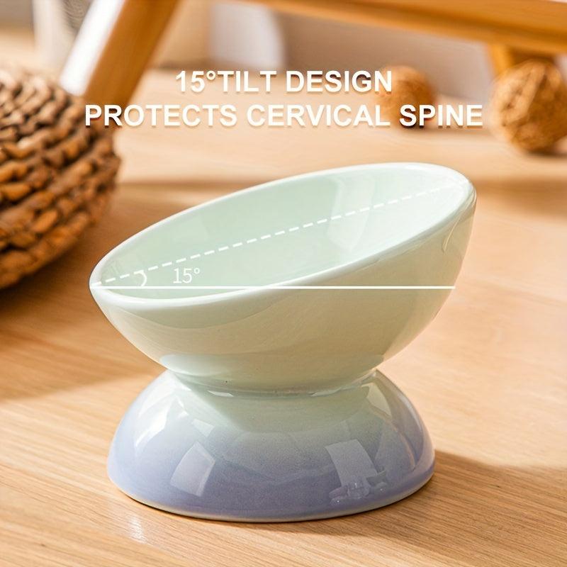 Ceramic Elevated Pet Food Bowls for Dogs/Cats - Improve Digestion