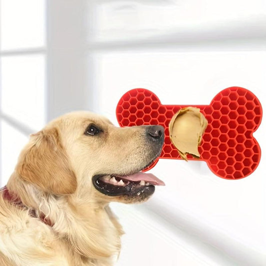 Bone-Shaped Slow Feeder & Licking Pad for Dogs