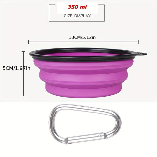 Collapsible Dog Travel Bowl with Carabiner, Portable Pet Food Container