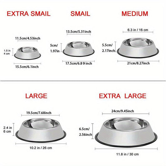 Stainless Steel Elevated Dog Bowl Non-slip Base