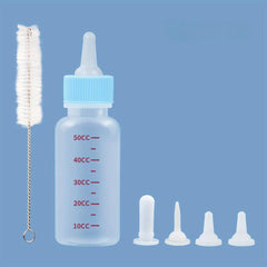6pcs Pet Nursing Feeder Bottle Kits 50ml Kitten Puppy Milk Feeding Bottle