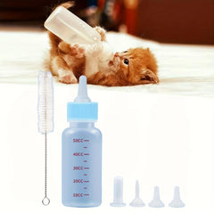 6pcs Pet Nursing Feeder Bottle Kits 50ml Kitten Puppy Milk Feeding Bottle