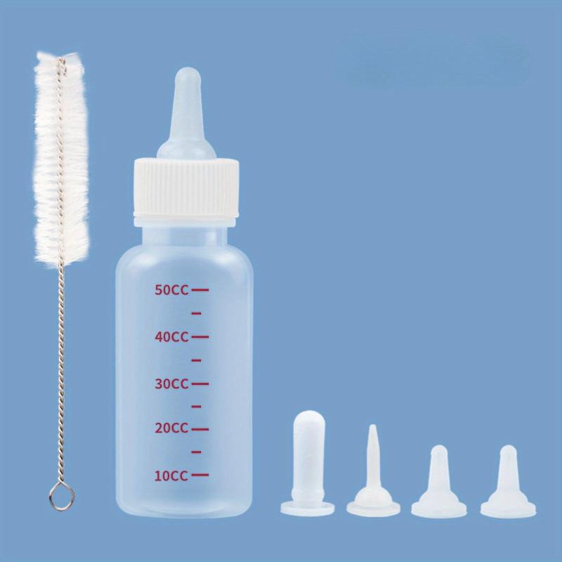 6pcs Pet Nursing Feeder Bottle Kits 50ml Kitten Puppy Milk Feeding Bottle