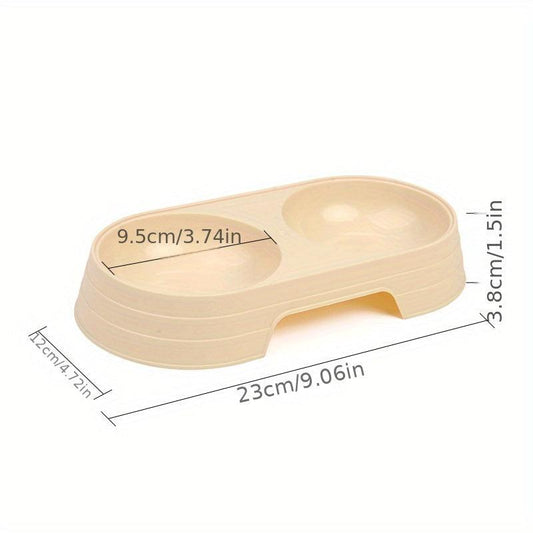 1pc Pet Double Bowl Cat Food Bowl Water Feeder 2 In 1 Non slip Cat Feeding 