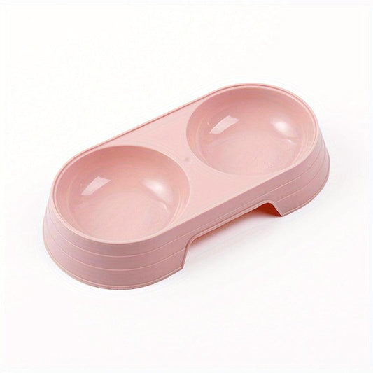 1pc Pet Double Bowl Cat Food Bowl Water Feeder 2 In 1 Non slip Cat Feeding 