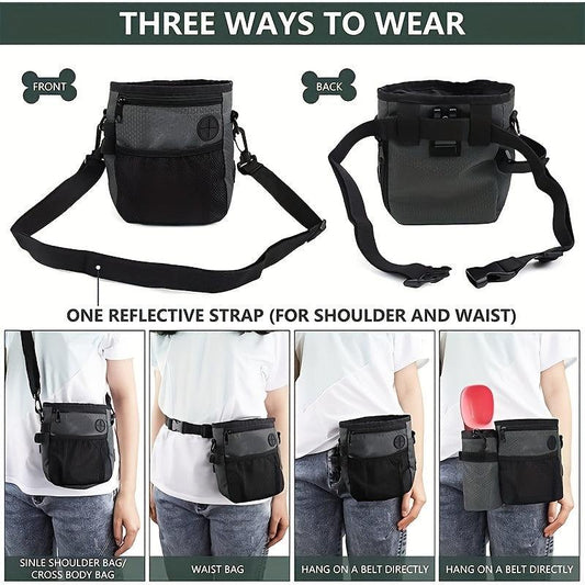 Multifunctional Dog Training Treat Pouch with Water Bottle Bag
