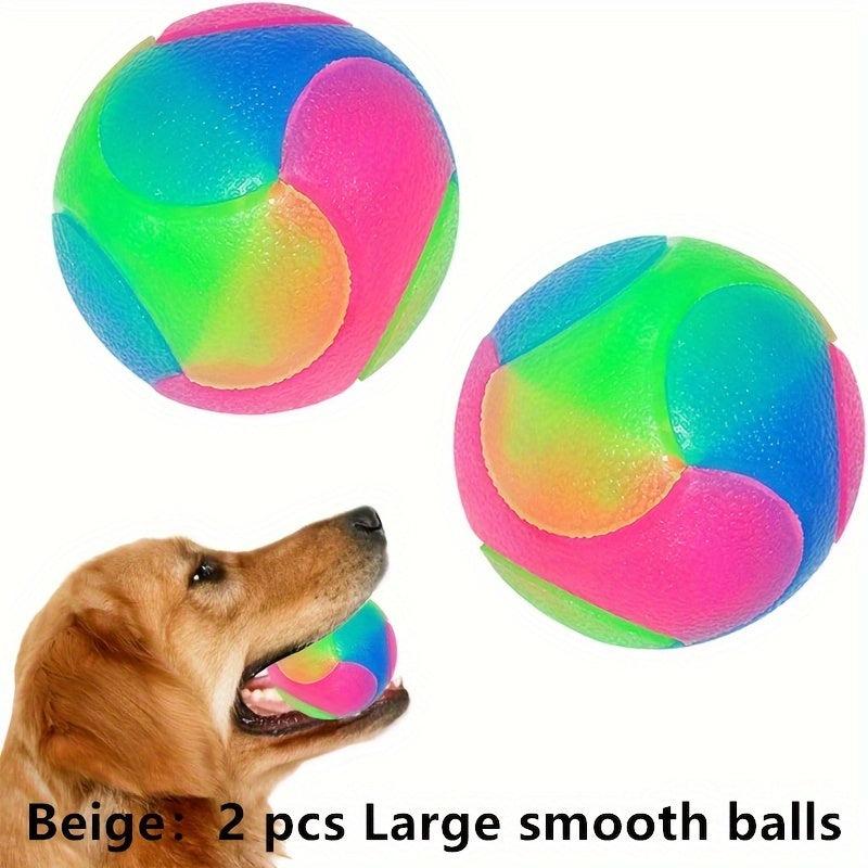 2pcs Luminous Dog Balls Flashing Elastic Balls Interactive Pet Toys