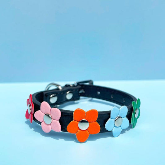 Colorful Leather Flower Collar for Pets