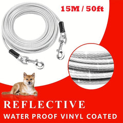 15M 49ft Reflective Dog Tie Out Cable Stainless Steel Wire Dog Leash