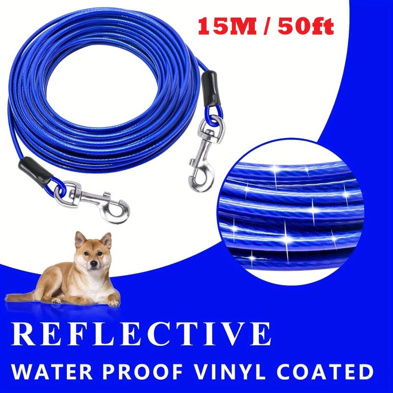 15M 49ft Reflective Dog Tie Out Cable Stainless Steel Wire Dog Leash