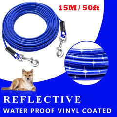 15M 49ft Reflective Dog Tie Out Cable Stainless Steel Wire Dog Leash