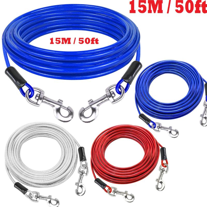 15M 49ft Reflective Dog Tie Out Cable Stainless Steel Wire Dog Leash