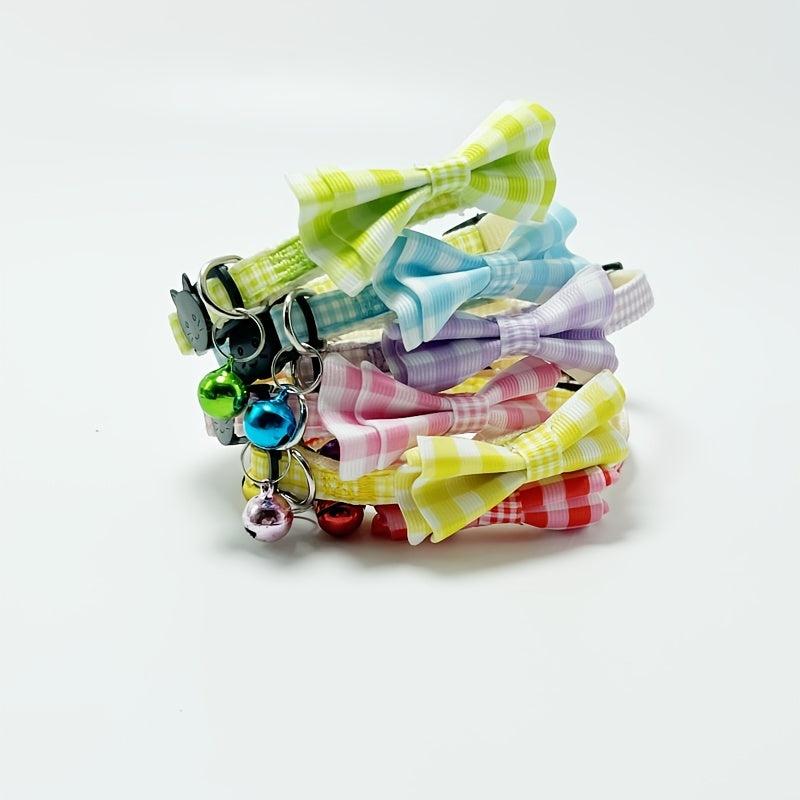 Plaid Bow Tie Collar for Cat & Dog, Adjustable Small Dog Collar