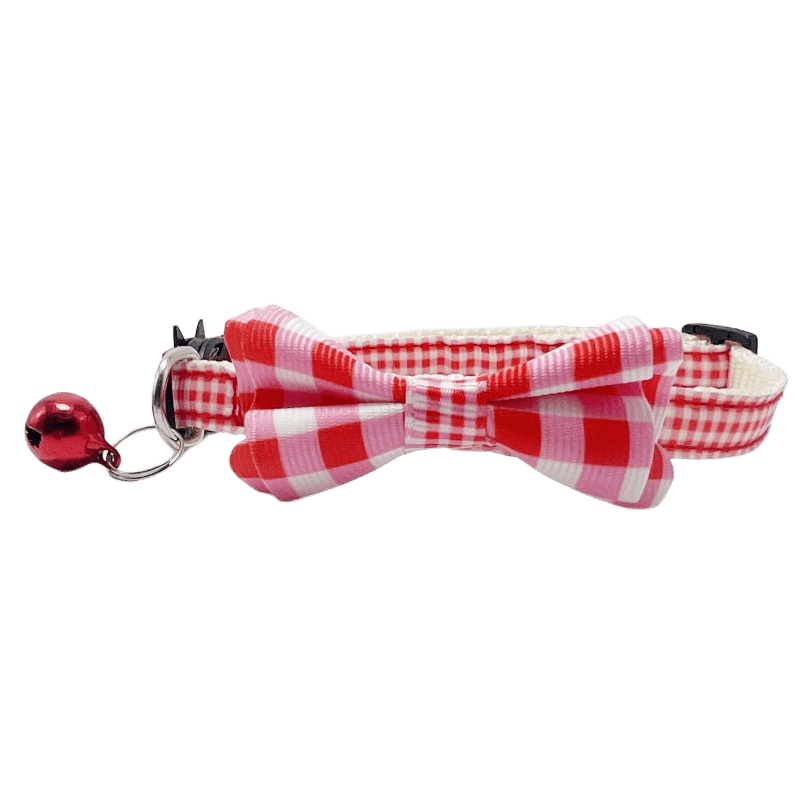 Plaid Bow Tie Collar for Cat & Dog, Adjustable Small Dog Collar
