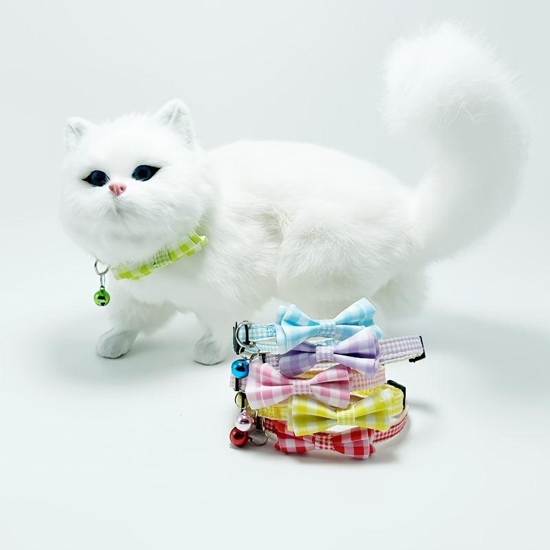Plaid Bow Tie Collar for Cat & Dog, Adjustable Small Dog Collar