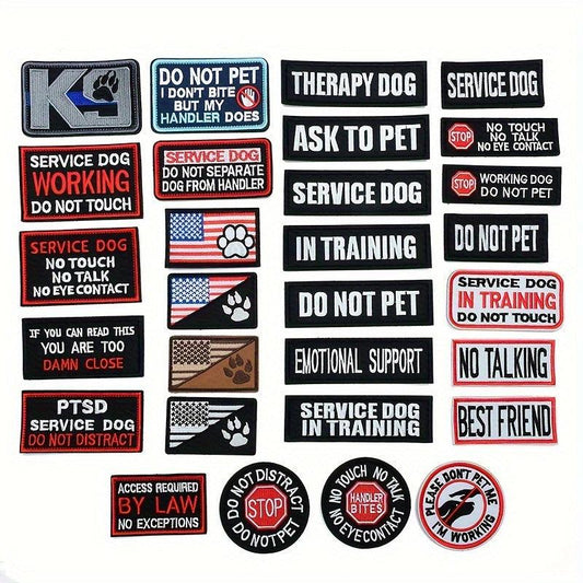 30pcs Service Dog Training Vest Embroidered Patches Dog Patch Accessories