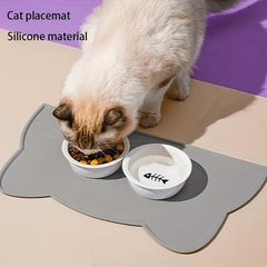 Cat Head Silicone Placemat Non Slip Leak Proof Cat Bowl Mat