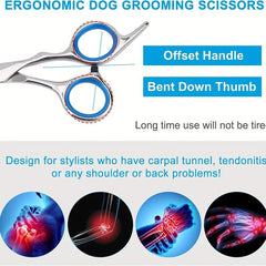 Pet Grooming Scissors Set with Safety Round Tip Stainless Steel Shears