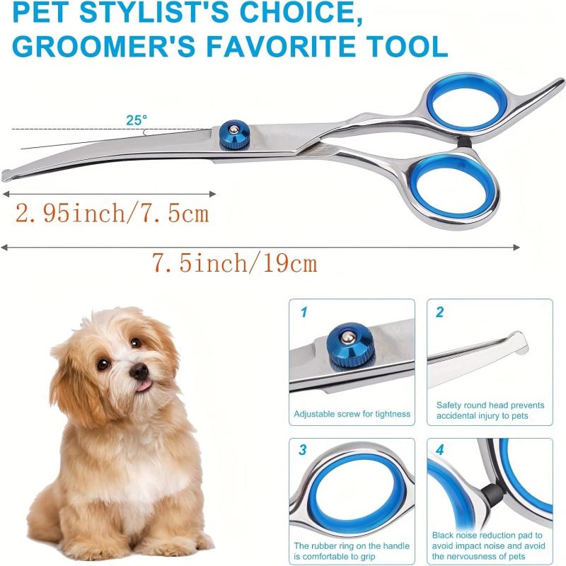 Pet Grooming Scissors Set with Safety Round Tip Stainless Steel Shears