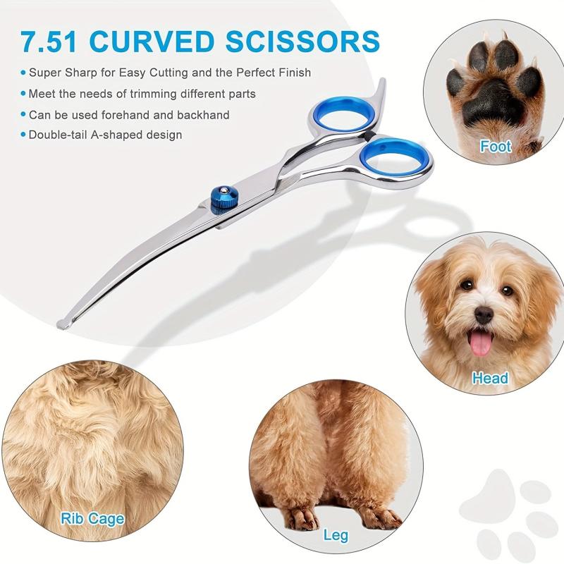 Pet Grooming Scissors Set with Safety Round Tip Stainless Steel Shears