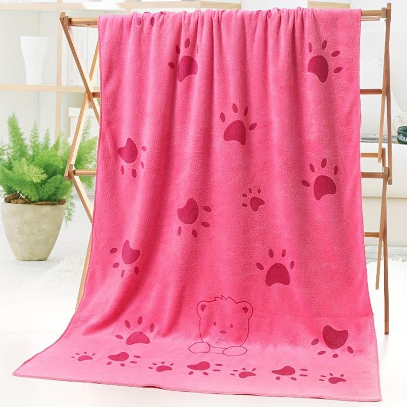 Absorbent Microfiber Dog Bath Towel with Cartoon Print
