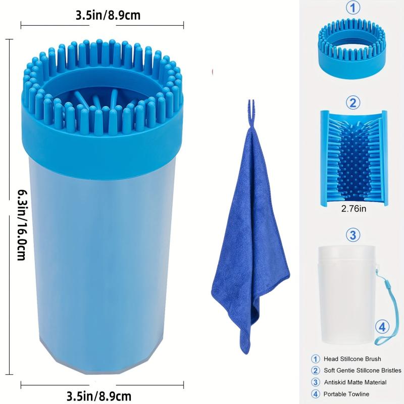 Dog Paw Cleaner Portable Towel Brush for Dogs Cats