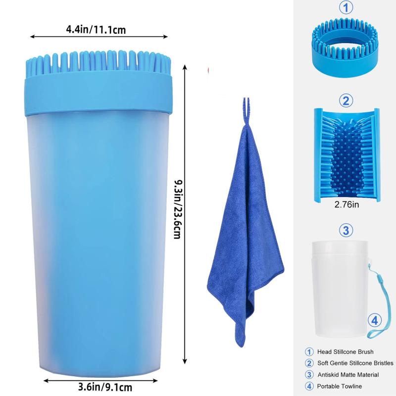 Dog Paw Cleaner Portable Towel Brush for Dogs Cats