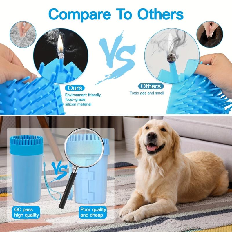 Dog Paw Cleaner Portable Towel Brush for Dogs Cats