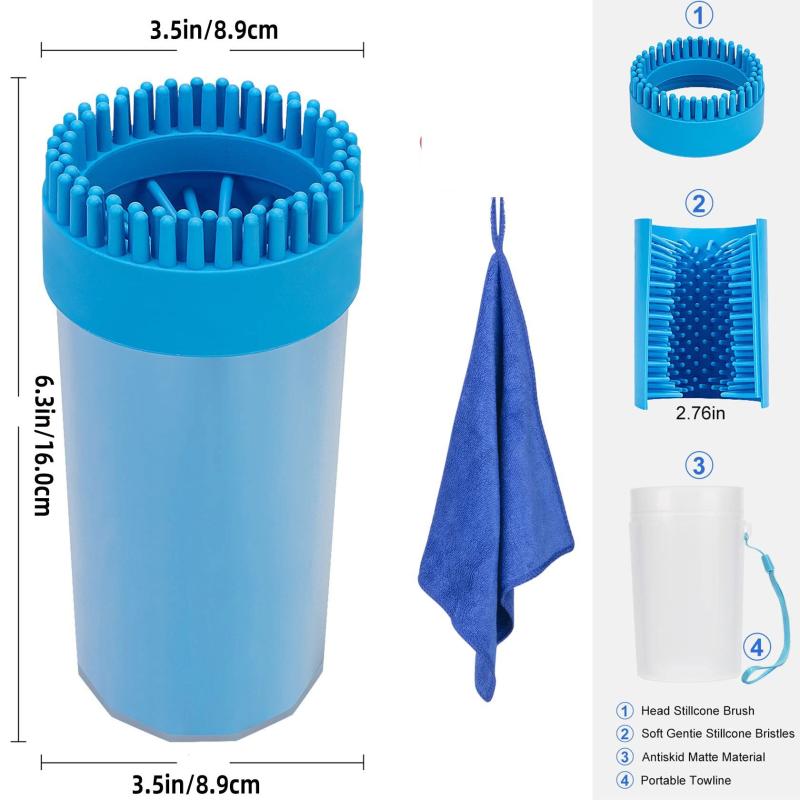 Dog Paw Cleaner Portable Towel Brush for Dogs Cats