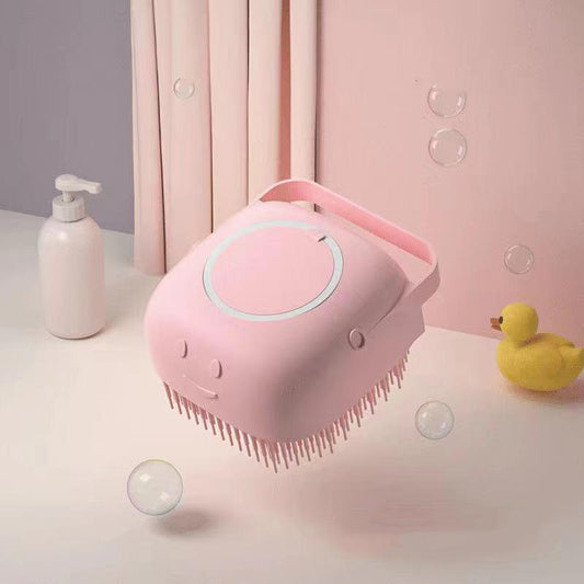 Silicone Pet Shampoo Brush Massager with Shampoo Storage