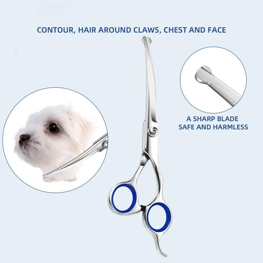 4pcs Dog Grooming Scissors Stainless Steel Curved Thinning and Cutting Shears