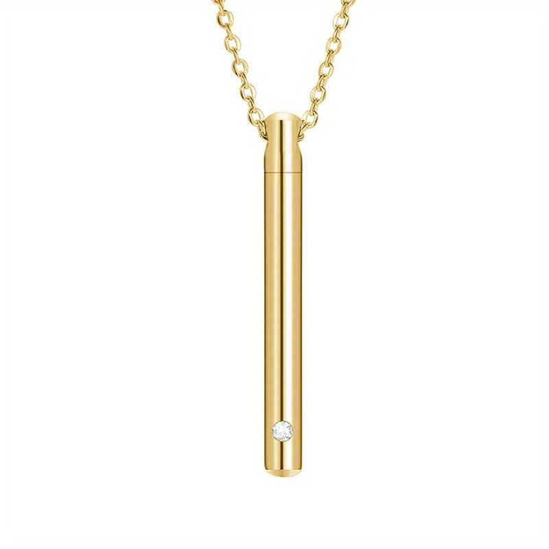 Stainless Steel Urn Necklace with Crystal Pendant for Ashes