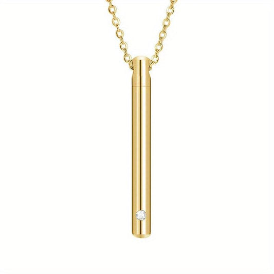 Stainless Steel Urn Necklace with Crystal Pendant for Ashes