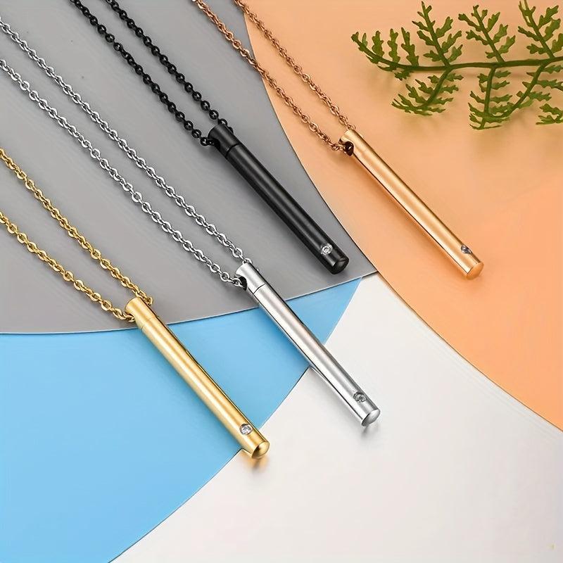 Stainless Steel Urn Necklace with Crystal Pendant for Ashes