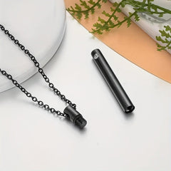 Stainless Steel Urn Necklace with Crystal Pendant for Ashes