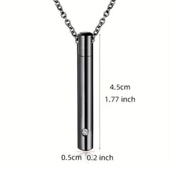 Stainless Steel Urn Necklace with Crystal Pendant for Ashes