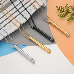 Stainless Steel Urn Necklace with Crystal Pendant for Ashes