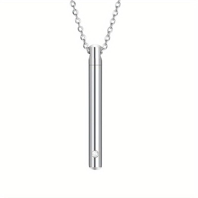 Stainless Steel Urn Necklace with Crystal Pendant for Ashes