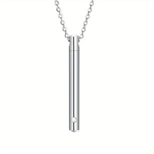 Stainless Steel Urn Necklace with Crystal Pendant for Ashes