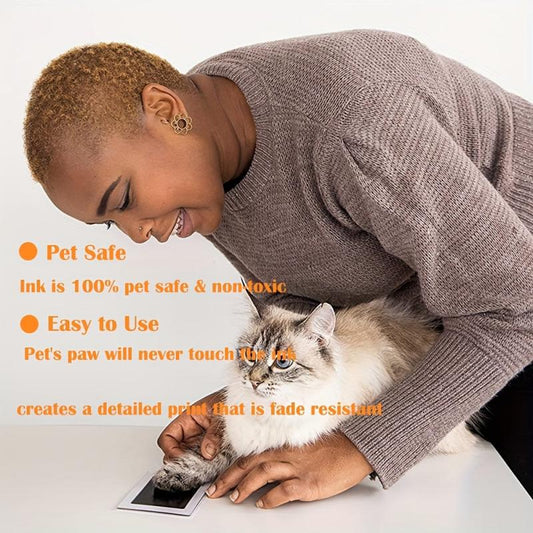 Pet Paw Print Kit - Clean Touch Ink Pad and Imprint Cards for Cats