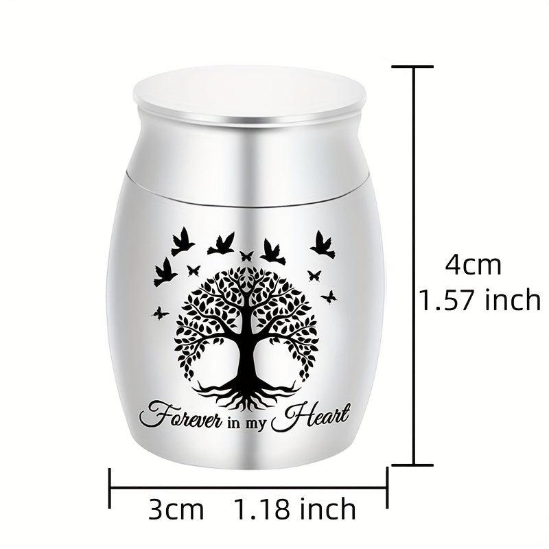 Small Pet Memorial Urn with Ash Keepsake and Cremation Jewelry Silvery