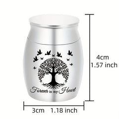 Small Pet Memorial Urn with Ash Keepsake and Cremation Jewelry Silvery