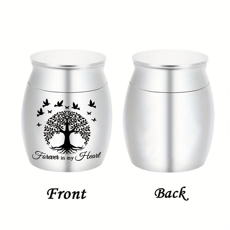 Small Pet Memorial Urn with Ash Keepsake and Cremation Jewelry Silvery