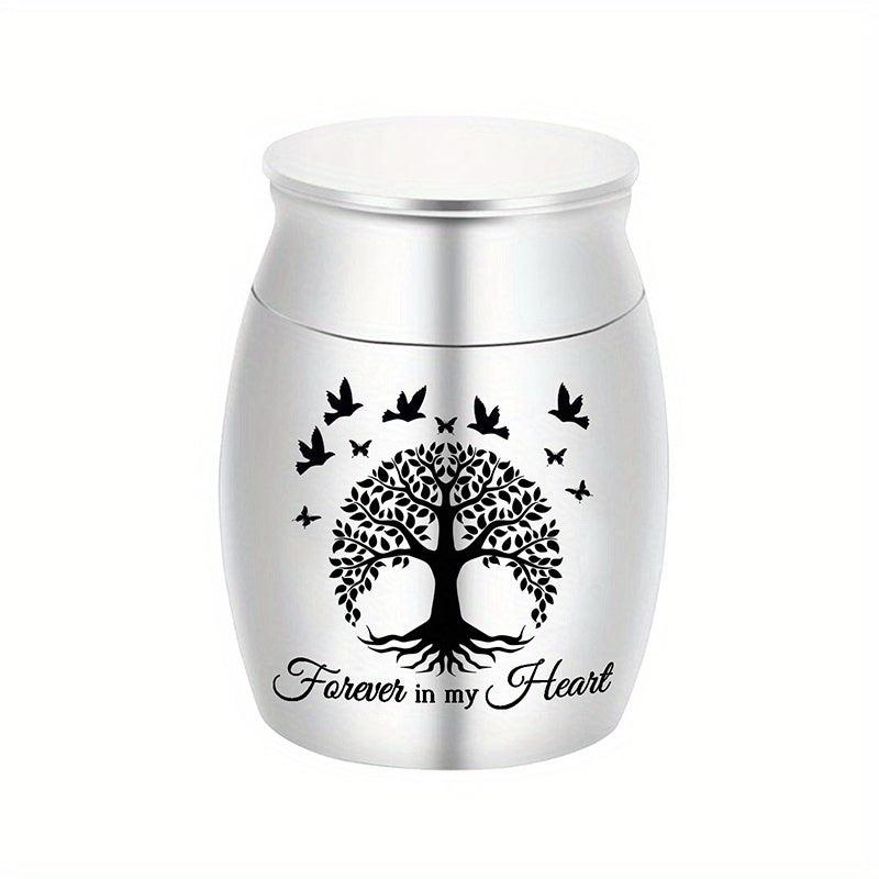 Small Pet Memorial Urn with Ash Keepsake and Cremation Jewelry Silvery