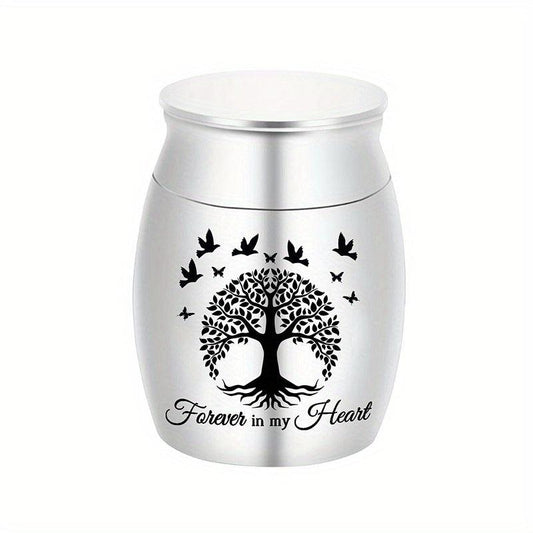 Small Pet Memorial Urn with Ash Keepsake and Cremation Jewelry Silvery