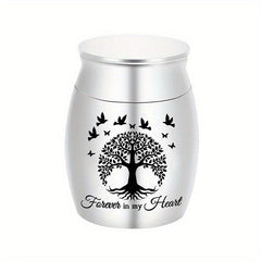 Small Pet Memorial Urn with Ash Keepsake and Cremation Jewelry Silvery