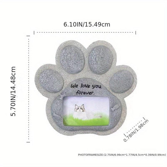 Resin Pet Headstone with Photo Frame - Dog Memorial Stone