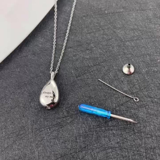 Teardrop Cremation Jewelry For Pet & Human Ashes Memorial Urn Necklace