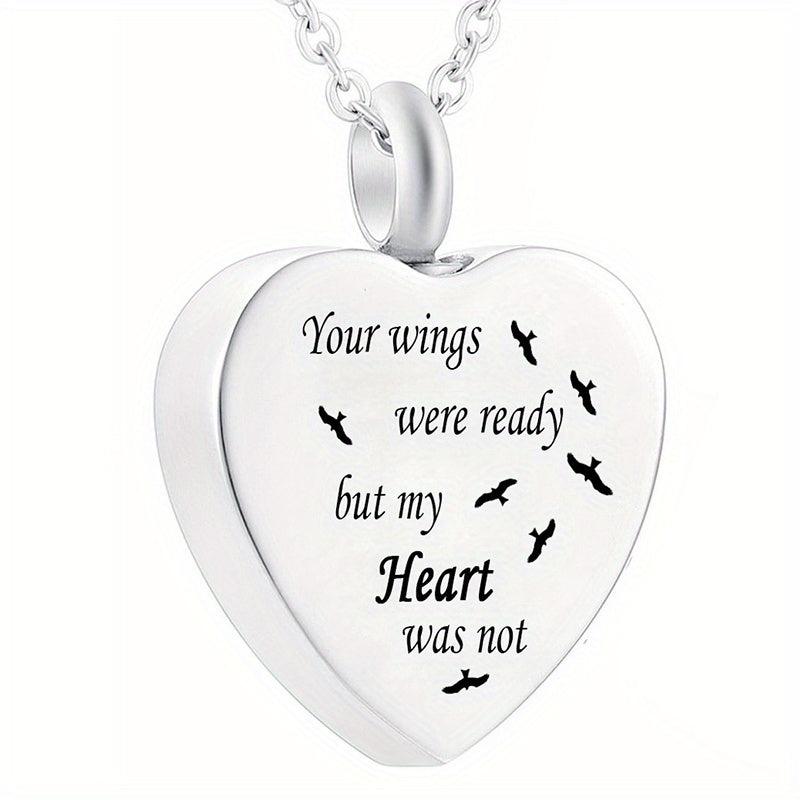 Stainless Steel Heart Shaped Pet Memorial Necklace